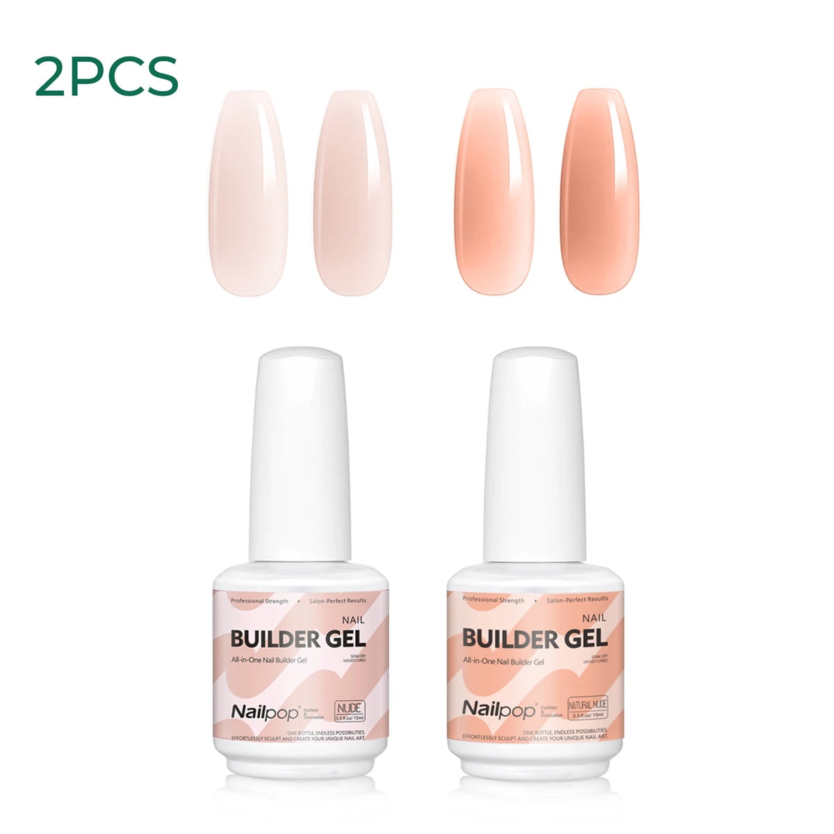 Nailpop 15ml Builder Gel Nail Polish for Nail Apex & Extension Strengthener Upgraded Soak Off UV Gel Rhinestone Glue 4 Colors