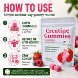 Berry Flavor Sugar Free Creatine Gummies Daily Health Nutrition & Lean Muscle Support，Gluten Free & Non GMO 36 Pieces Per Bag
