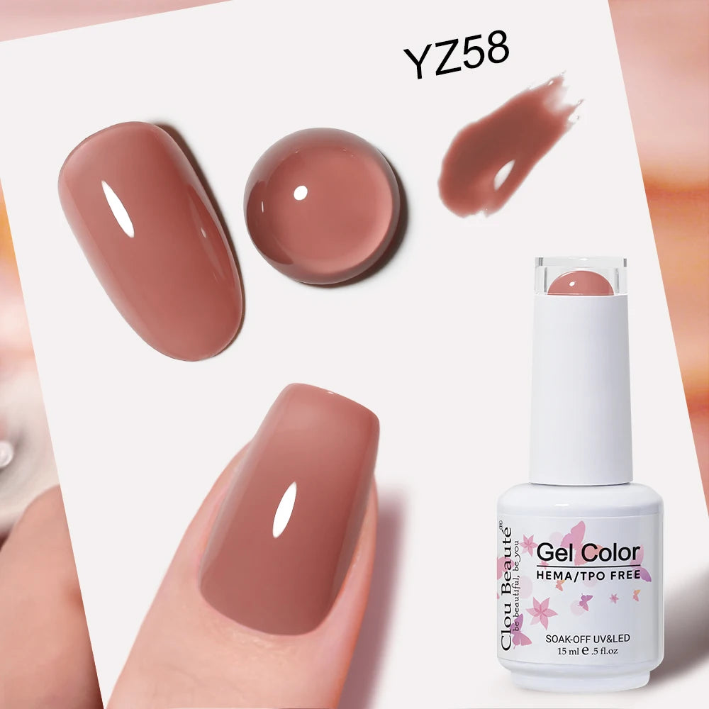 Clou Beaute Grey Color Nail Gel Polish Full Coverage Nail Polish Dark Red Gel Lacquer Varnish Vernis Semi Permanent Nail Art