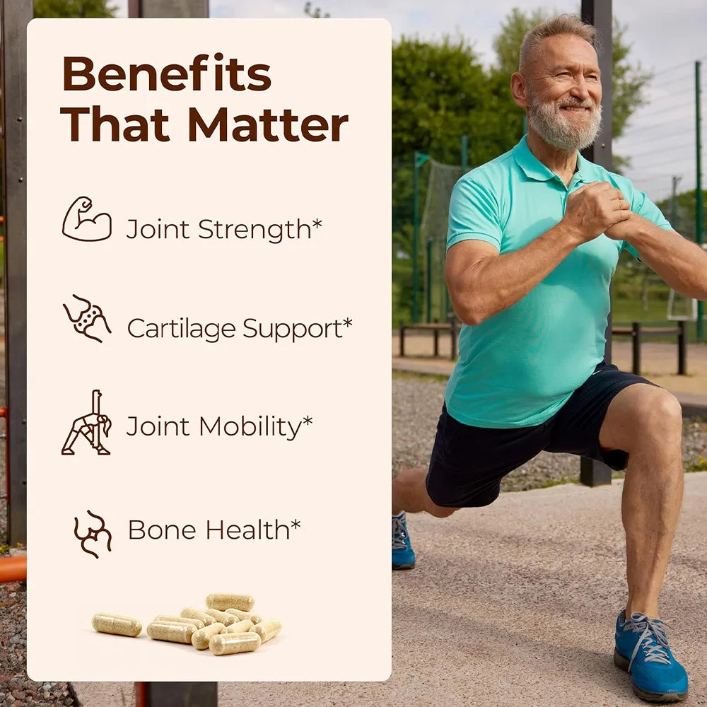Glucosamine Chondroitin MSM Turmeric Capsules, Supports Hips, Knees, Joint, Bone, Cartilage Health & Mobility, Flexibility