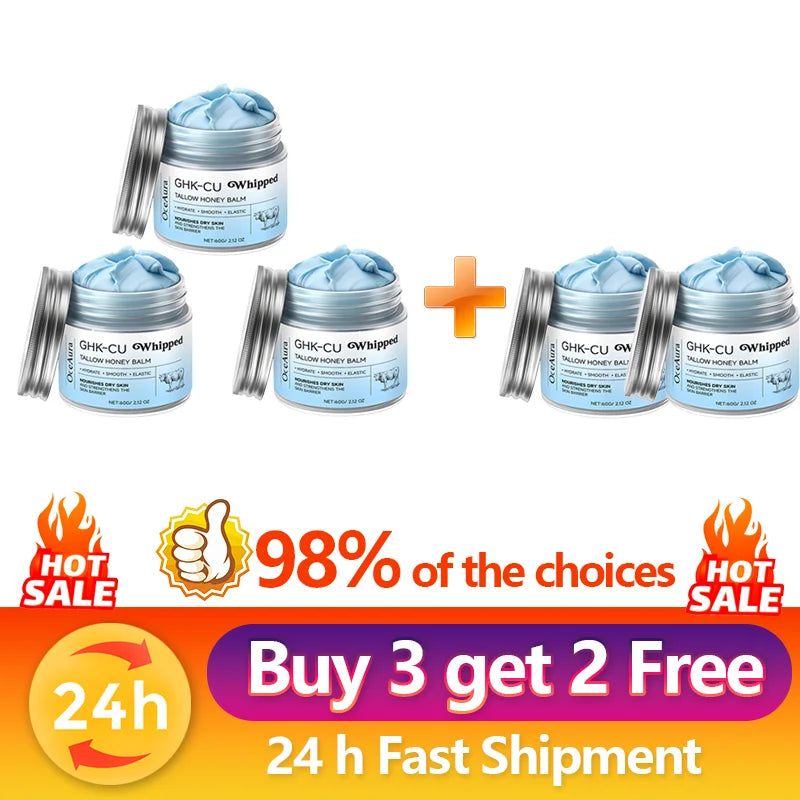 Copper Peptides PDRN GHK-Cu Beef Tallow for Skin Blue Balm Manuka Honey Face and Body Moisturizer Mature Dry & Sensitive Skin