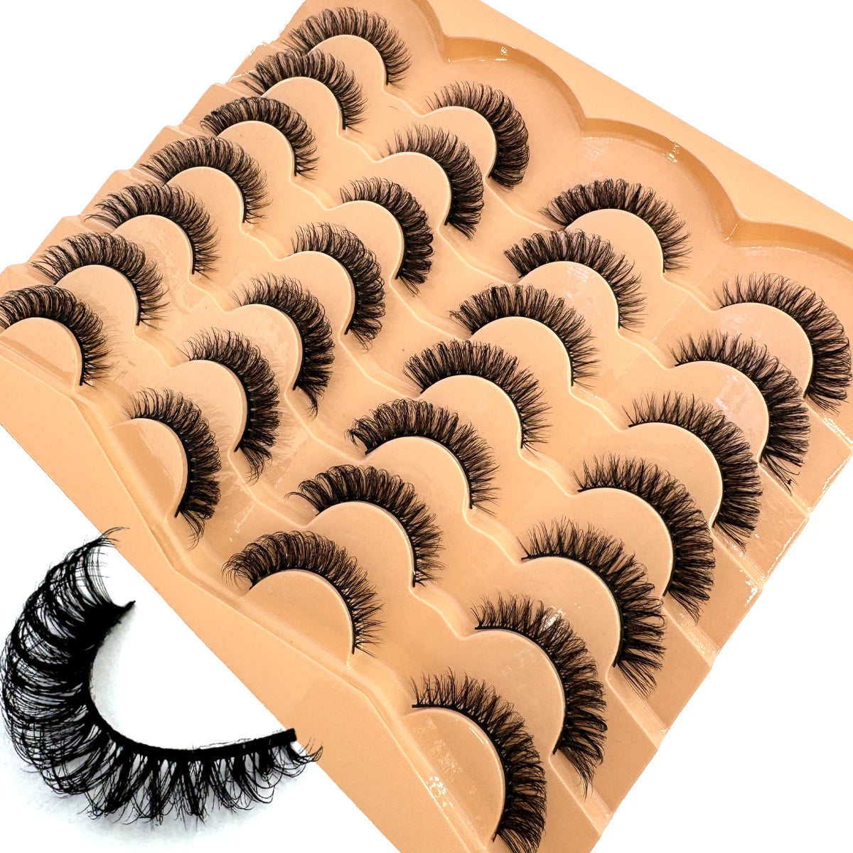 AMSDCN 14 Pairs 3D  Lashes Fluffy False Eyelashes Thick Volume Cat-Eye Faux Lashes Natural Long Wispy Lashes extension Pack