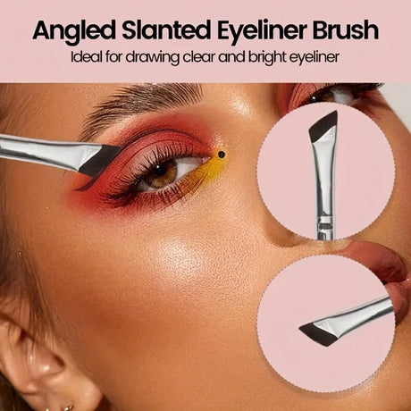 2pcs ultra-thin diagonal eyeliner brush set - fine diagonal eyeliner eyebrow brush, sickle ultra-thin diagonal flat angle,