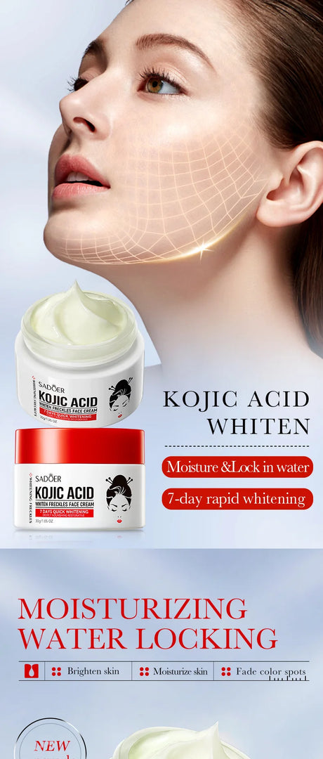 SADOER Kojic Acid Skin Care Sets Moisturizing Freckle Removing Face Cream Anti Dark Circles Eye Cream Travel Size Skin Care