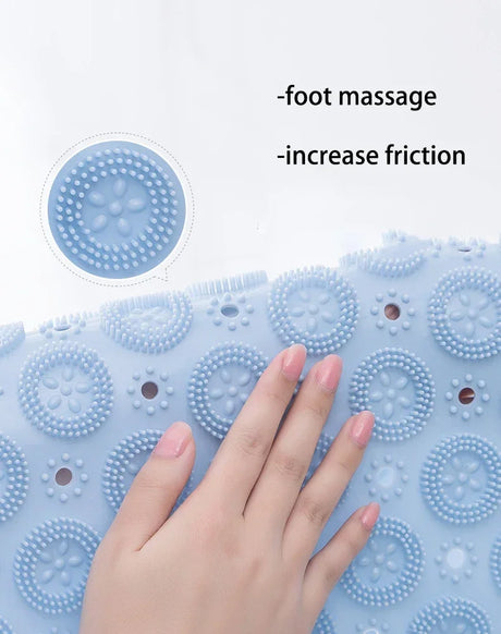 Bathroom Mat Anti-slip Sucker Round PVC Bath Mat with Drain Hole Silicone Bathing Rugs Foot Massage Pad Bathtub Soft Shower Mat