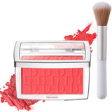 Matte Embossed Blush Palette High Pigmented Pink Coral Cheek Blush Powder With Professional Makeup Brush