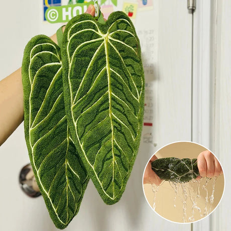 Leaf Hand Towel Bathroom Accessories Absorbent Kitchen Towel Soft Towel Hanging Towels Handkerchief Towels Home Wash Hand Towels
