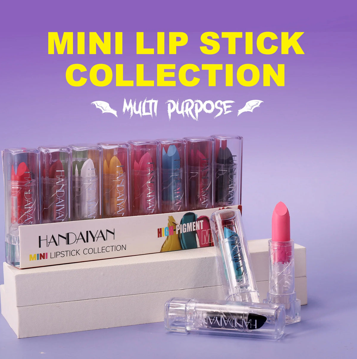 8PCS Halloween Matte Lipstick Set Dark Black Vampire Yellow Velvet Lipsticks for Face Body Painting Creative DIY Makeup Cosmetic