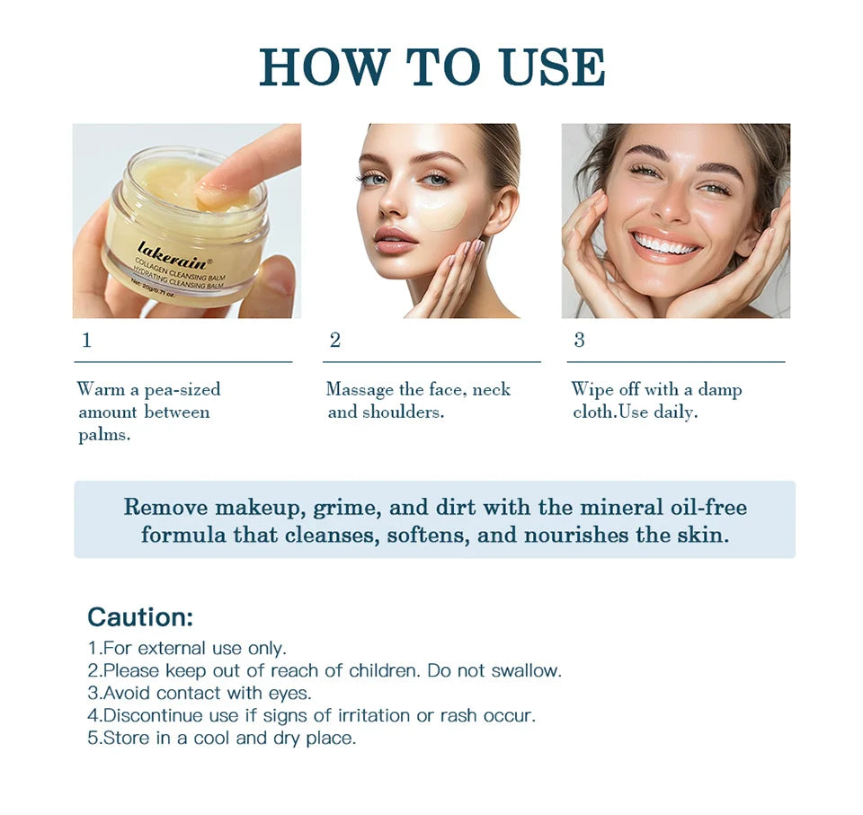 Rose Flavor Collagen Cleansing Balm Nourishing Cream Makeup Remover Mild Non-irritating Moisturizing Non-greasy Cleansing Balm