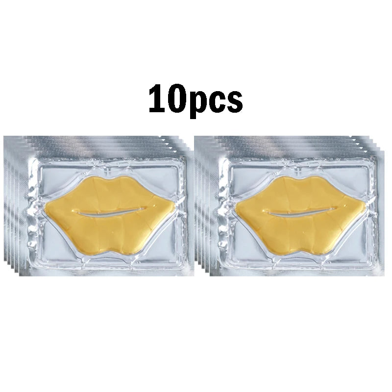 5/10/20/30pcs Pink Gold Crystal Collagen Lip Mask Plump Lips Moisturizing Nourishing Lip Patches Lips Plumper Skin Care Products