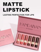 6PCS Velvet Matte Lipstick Set Highly Pigmented Long Lasting Non Drying Silky Smooth Lip Makeup Gift Box For Women