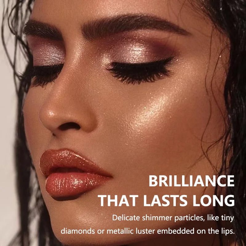 Pearlescent Pink Glitter Velvet Lipstick Metallic Waterproof Long Lasting Matte Shimmer Diamond Lipstick Women Makeup Cosmetic