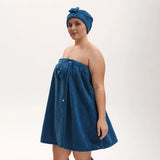 2pcs wearable Bath Towel Set, Including 1 Dry Hair Cap and 1 Bath Skirt,  Soft and Absorbent, A Great  Match for The Bathroom