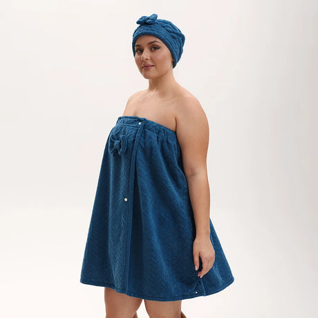 2pcs wearable Bath Towel Set, Including 1 Dry Hair Cap and 1 Bath Skirt,  Soft and Absorbent, A Great  Match for The Bathroom