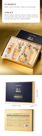 24K Gold Collagen Protein Skincare Set - Firming, Lifting Hydrating Face Kit for All Skin Types Skin Care
