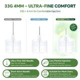 33G 4mm Insulin Pen Needles 10/30/100 Painless Sterile Pen Tips for Diabetic Insulin Peptide Injection Pen, Eyelid Tattoo Needle