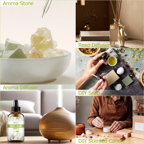 White Musk essential oil is suitable for skincare, bath and shower use, and as a diffuser for all skin types.