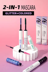QIBEST Double Headed Diamond Glitter Mascara Long Lasting Colored Mascara Eyelashes Pink Blue Red Voluminous Waterproof Mascara