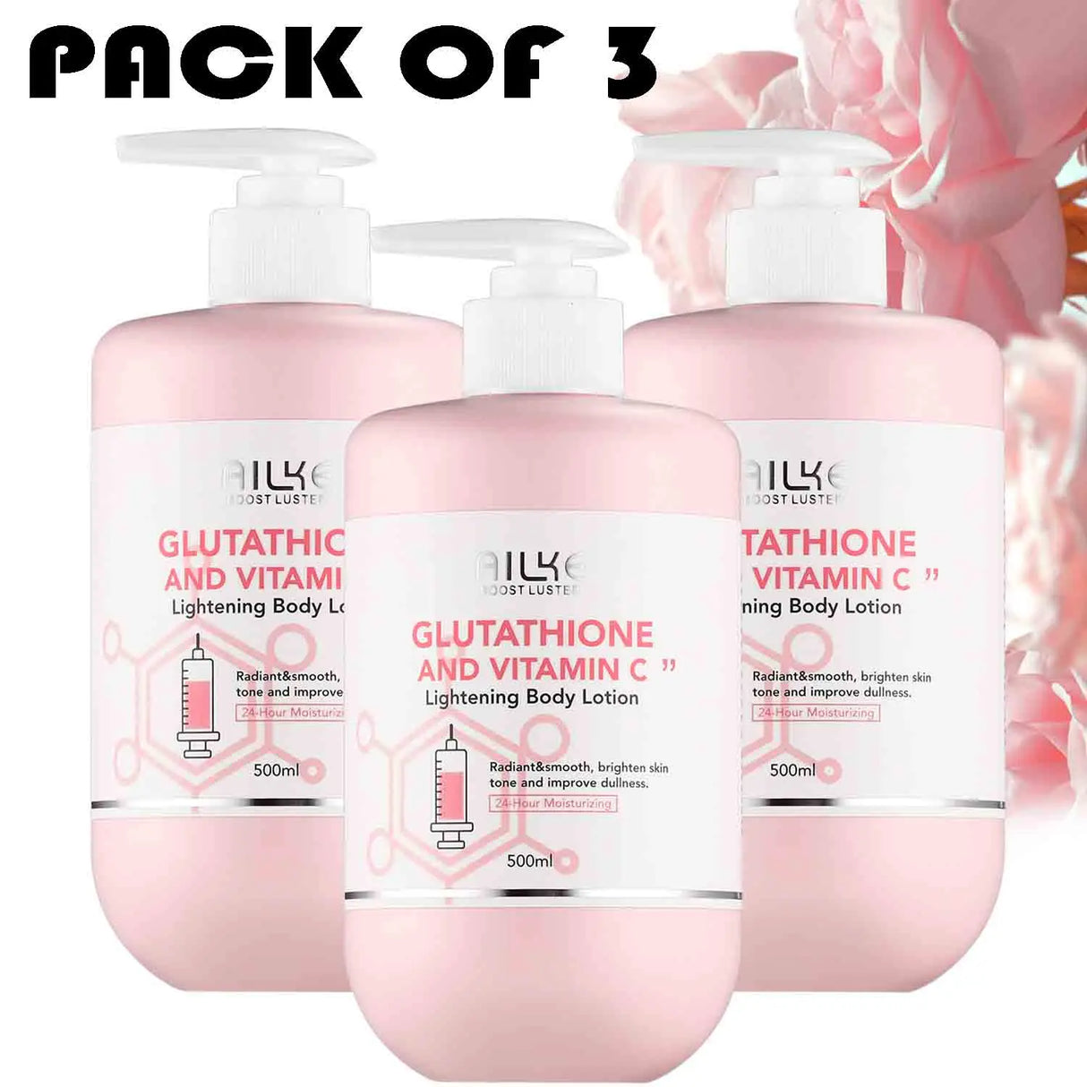 AILKE Glutathione & Vitamin C Kit, With Whitening Lotion, Moisturizing Cream, Lightening Soap, Spa Oil, Glowing Body Cream