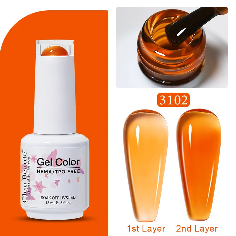 Clou Beaute Jelly Color UV Gel Manicure Summer Pink Nude Gel Nail Rainbow Nail Supplies For Professionals Semi-permanent Varnish