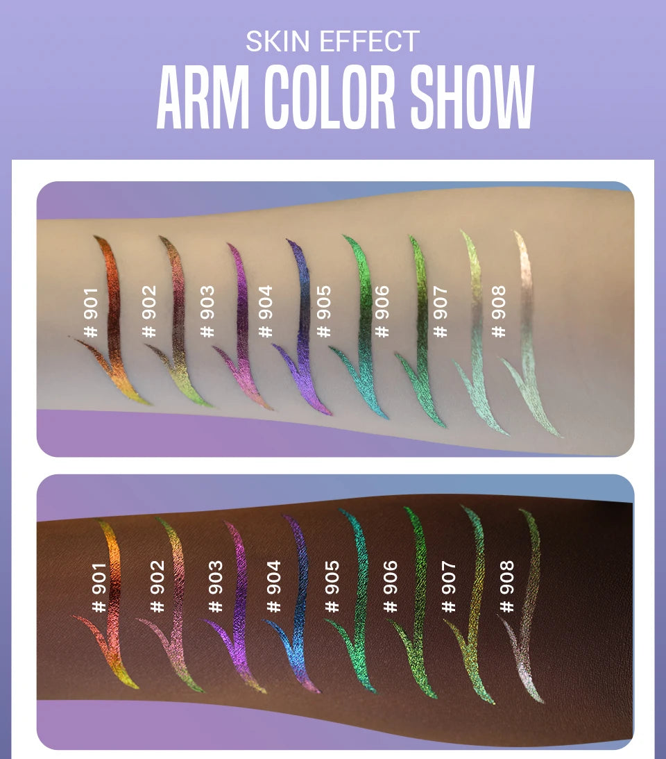 CHARMACY Duochrome Glitter Liquid Eyeliner Long Lasting Waterproof Smudgeproof Ultra Fine Tip Eye Liner Women Makeup Cosmetics