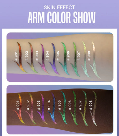 CHARMACY Duochrome Glitter Liquid Eyeliner Long Lasting Waterproof Smudgeproof Ultra Fine Tip Eye Liner Women Makeup Cosmetics