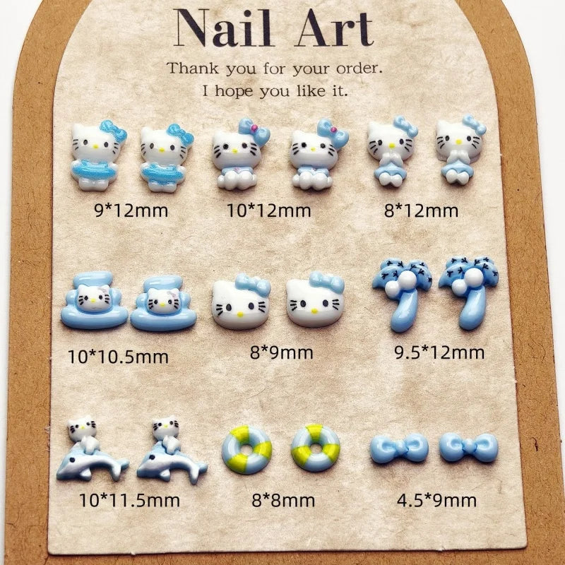 50PCS Nail Parts Charms Cute Cartoon Hello Kitty Nail Art Jewelry Decoration Phone Case Hairpin Manicure Press On Accessories
