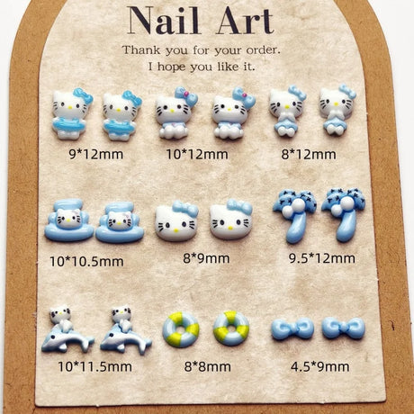 50PCS Nail Parts Charms Cute Cartoon Hello Kitty Nail Art Jewelry Decoration Phone Case Hairpin Manicure Press On Accessories