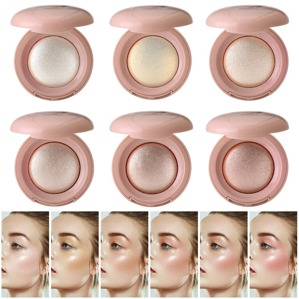 3D Face Highlighter Powder Instant Silky Baked Shimmer Illuminator Makeup Natural Glossy Brighten Contouring Glitter High Gloss
