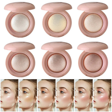 3D Face Highlighter Powder Instant Silky Baked Shimmer Illuminator Makeup Natural Glossy Brighten Contouring Glitter High Gloss