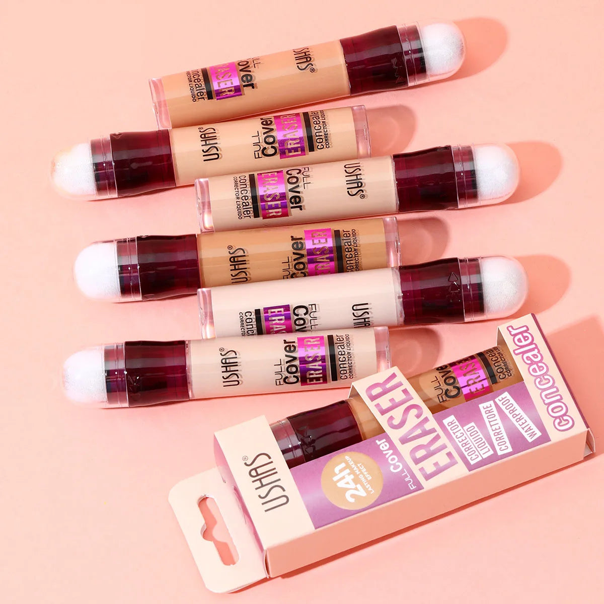 12 Color Liquid Concealer Moisturizing Rotating Sponge Head Concealer Long Lasting Lightweight Multi-use Foundation Makeup
