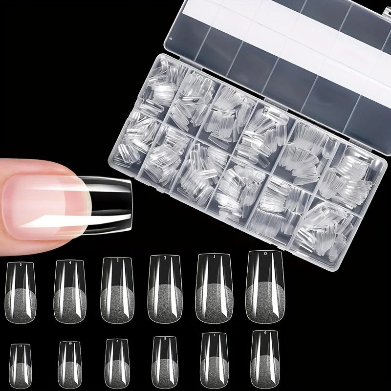 600 Pieces of Fake Nail Tips, Matte and Semi-Matte Effect, Almond French Coffin Shape, Stiletto Oval Square Shape, Thickened Fingertips at the Front