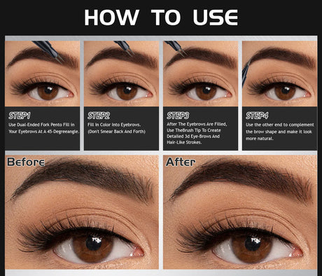 Natural Look Eyebrow Pencil Waterproof Sweat Proof Double Ended 2 in 1 Long Lasting Brow Definition Fill Shape
