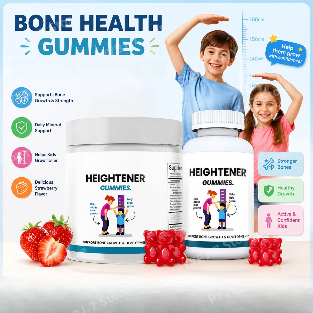 Bone Health Capsules Gummies Natural Height Growth Supplement for Kids Teens and Adults To Increase Bone Strength 60 Capsules