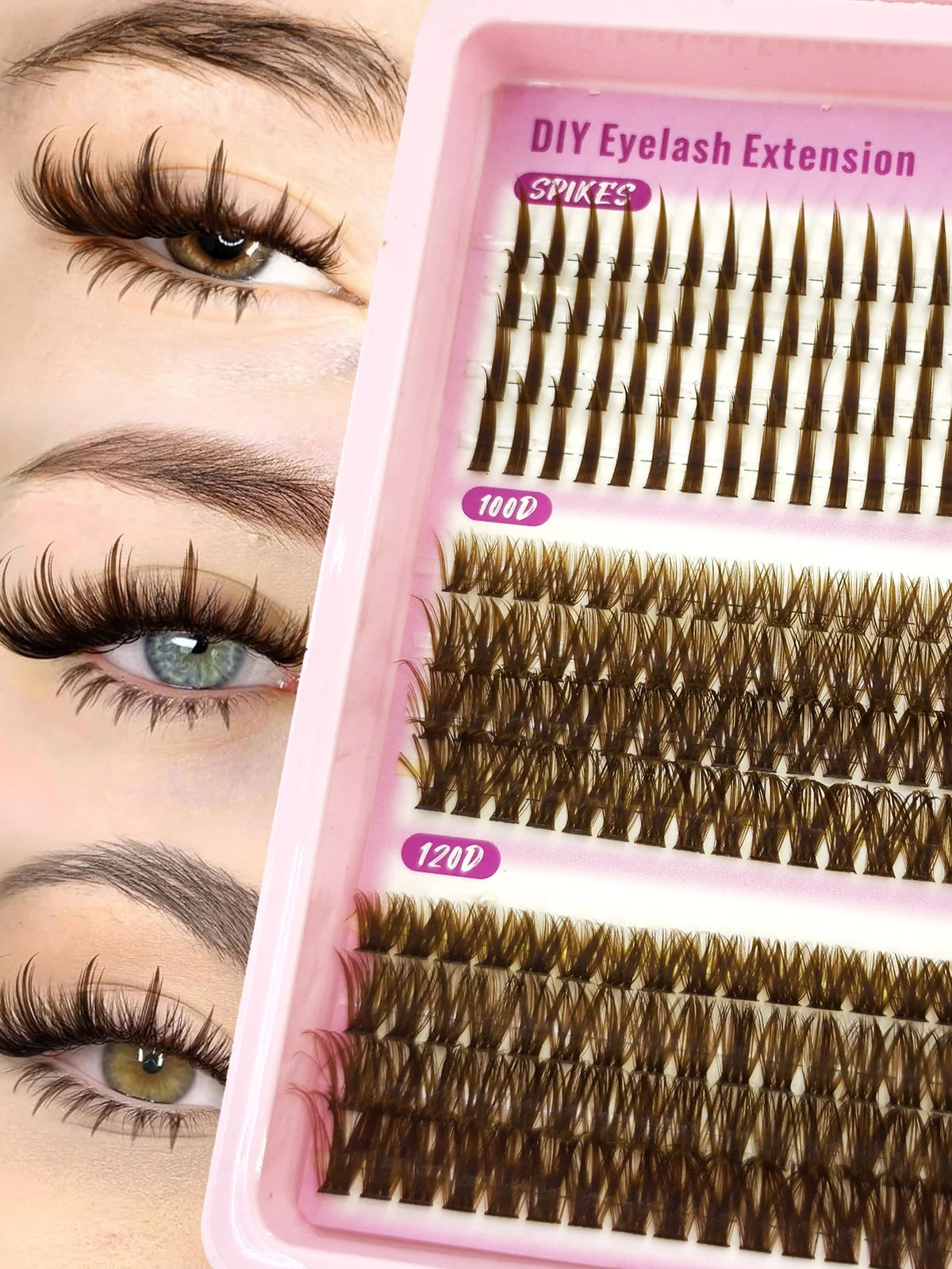 AMSDCN  40P-120Pnaturally 240 clusters  Spikes Brown eyelash clustersfaux cils eyelash extensions Wispy Lashes