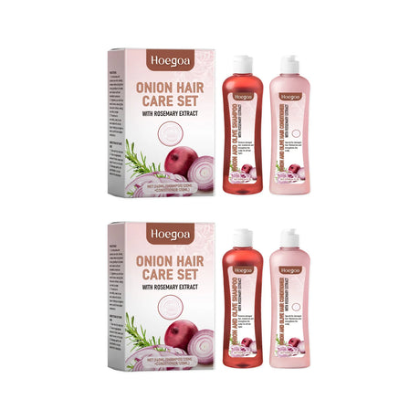 Onion Hair Care Set Rosemary Onion Shampoo Conditioner Set Strengthening Hair Improve Rough Frizz Smooth Shiny Deep Moisturizing Scalp Care Set