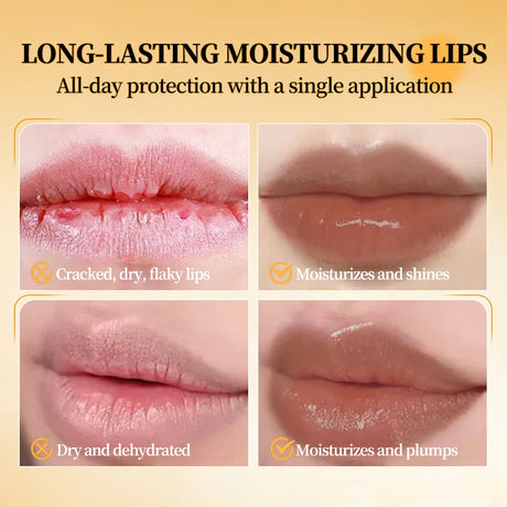 QIBEST Honey Lipstick Nourishing Lip Balm Moisturizing Tinted Lip Plumping Balm Smooth Enhancing Natural Color Lip Care Makeup