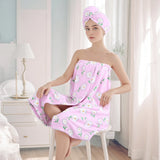 2 Pcs Combination Set Bath Skirt + Shower Cap Daisy Pastoral Style Wearable Bath Towel Skirt  Hair Wrap Flower Soft & Absorbent