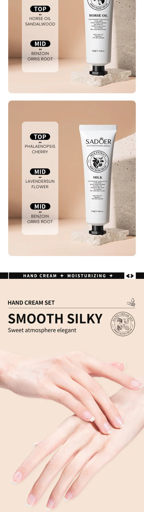 5pcs Hand Cream Gift Set – Infused with Goat Milk & Nourishing Oils for Deep Moisture and Restorative Care, 30g Squeeze Tubes