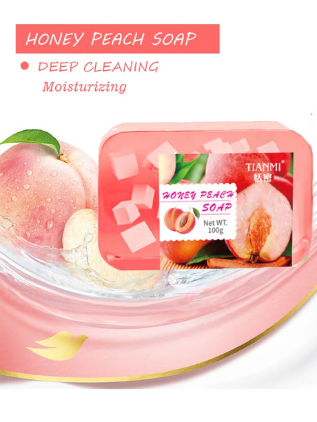 Peach Jelly Soap, 3-in-1 Cleansing and Bath Soap, Deeply Cleanses and Baths the Whole Body, Suitable for All Skin Types,