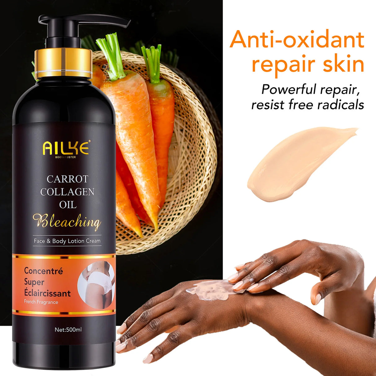 AILKE Skin Whitening Face Serum, Reduce Spots, Moisturizing, Even Skin Tone, With Organic Collagen, Skin Lightening Body Serum