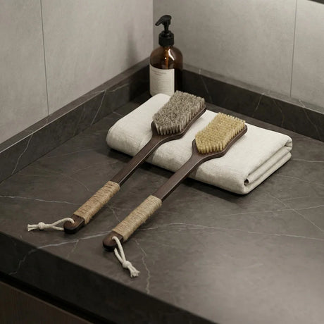 55cm/45cm Back Scrubber for Shower with Curved Long Handle,Wet&Dry Brushing Body Brush,Back Scrubber Bath Tool for Men & Women