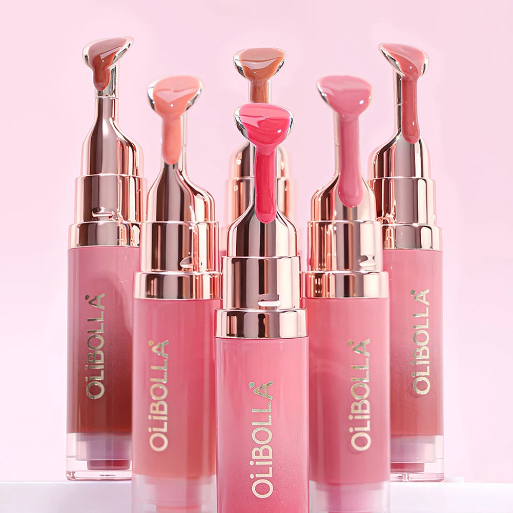 Lip Repair Plumping Lip Gloss, Metal Massage Wand Hydrating Mirror Glass Lip Oil, Waterproof Non-sticky Shiny Lip Tint