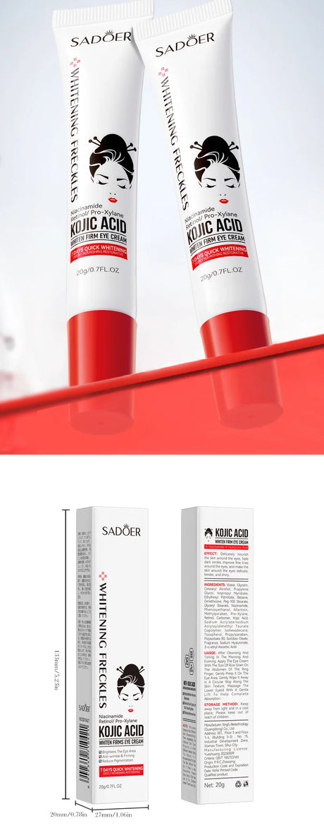 SADOER Kojic Acid Skin Care Sets Moisturizing Freckle Removing Face Cream Anti Dark Circles Eye Cream Travel Size Skin Care