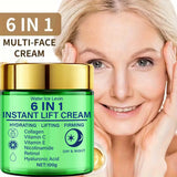 6 in 1 Instant Lift Cream Collagen Vitamin C Retinol Blend. Hydrates Lifts Firms Skin. Day Night Use. Visible Tightening. 100g.