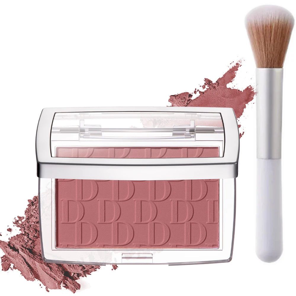 Matte Embossed Blush Palette High Pigmented Pink Coral Cheek Blush Powder With Professional Makeup Brush