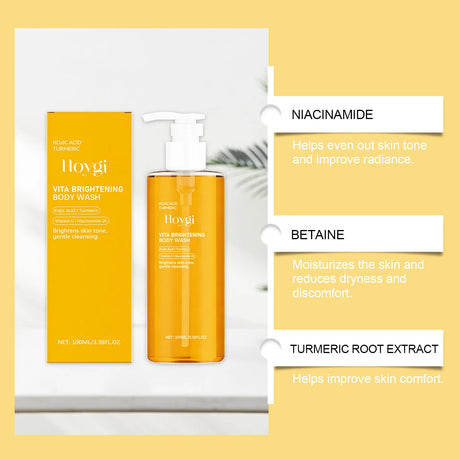 Kojic Acid Turmeric Brightening Body Wash Moisturizing, Cleansing, and Smooth Skin Shower Gel