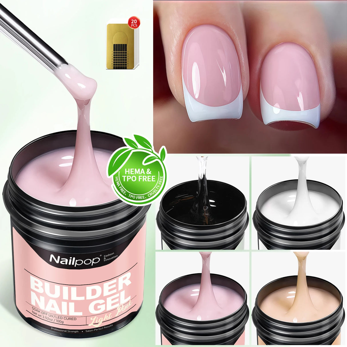 Nailpop Milky Smooth Builder Gel 30/100g for Nail Extension Long Lasting Quick Building UV Gel Soak Off Nail Art Design DIY