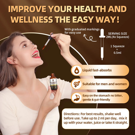 Lukaree 60ML Black Walnut Drop with Wormwood Clove & Garlic Support Digestion and Immune Health, Detoxify the Body Antioxidant