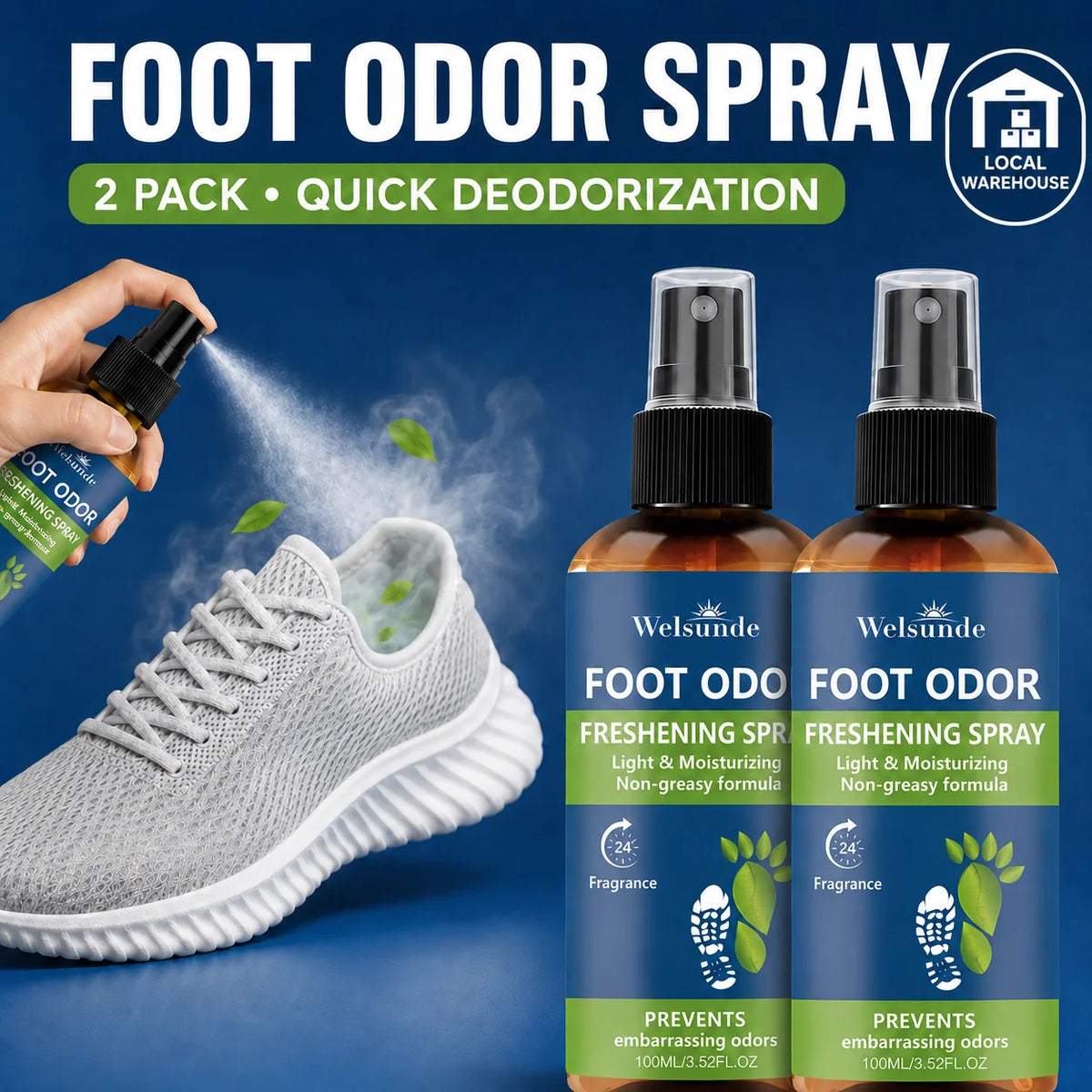 Instant Freshness Spray,FOOT ODOR CONTROL SPRAY, a Natural Plant-Based Formula, Quickly Deodorizes Lasts Long, Refreshing The Feet, Absorb a Large Amount of Sweat, Shoe And Foot Odor, Shoe Odor Remover, Feet Care Products, Sh